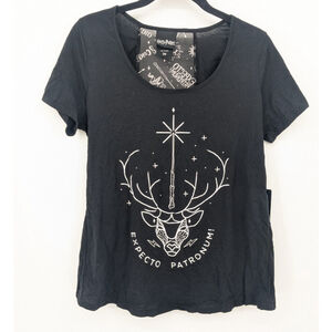 Harry Potter Shirt Womens Small‎ Black Graphic Short Sleeve Tee Sheer Top Cotton